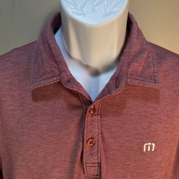 Travis Mathew Men's red and white striped short sleeve golf polo shirt Medium M - Picture 2 of 6